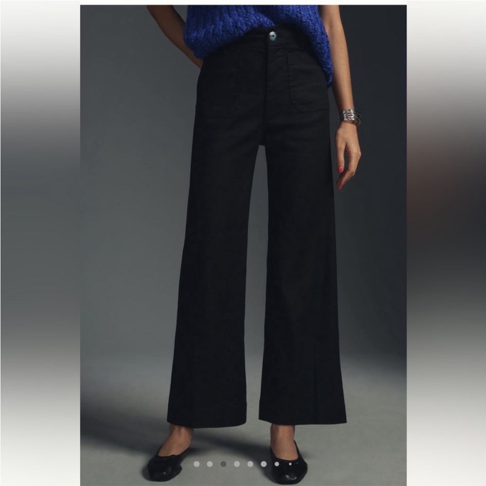 Maeve Colette Black Wide-Leg Cropped Pants 26